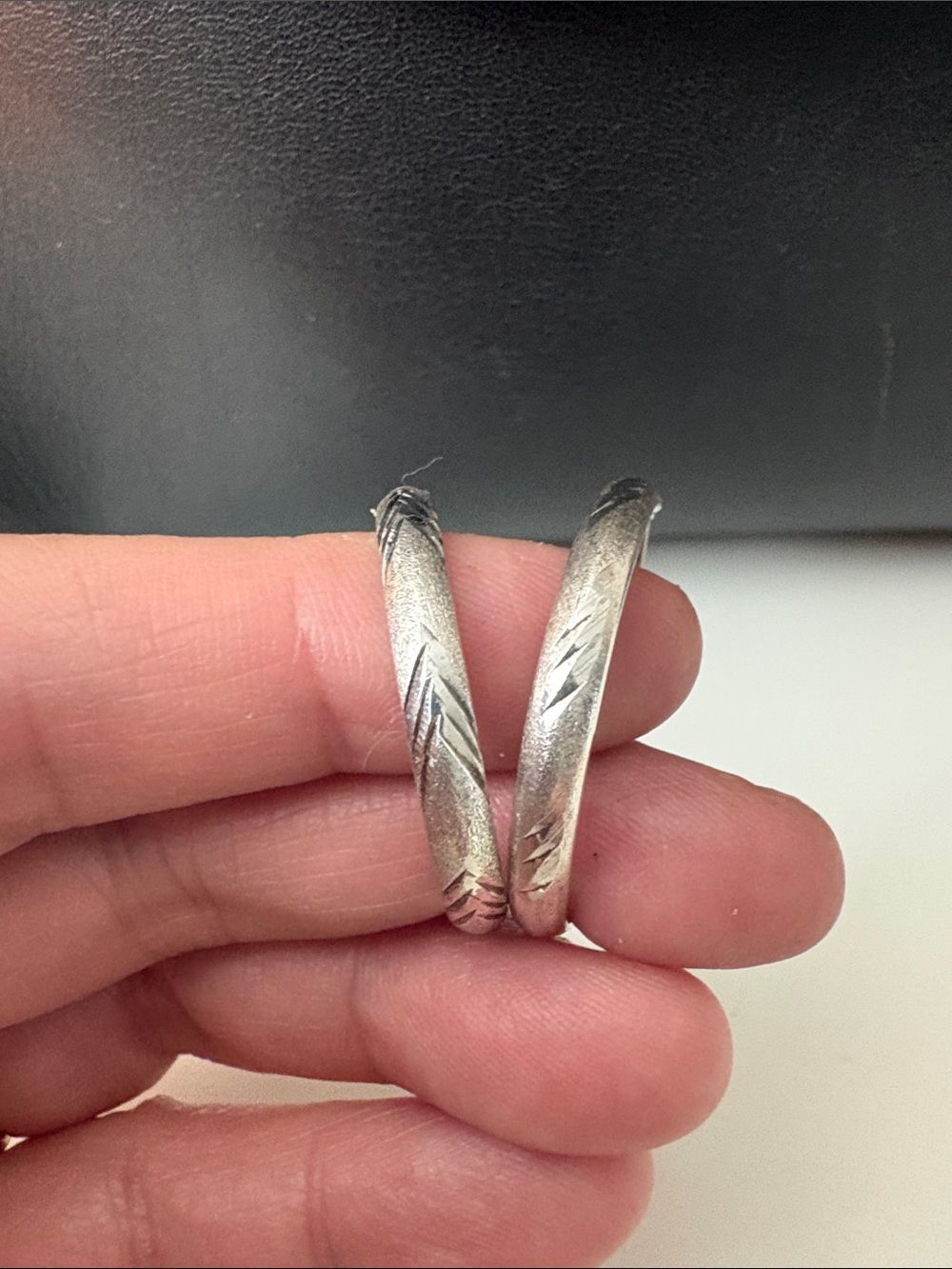 Sterling Silver Engraved Hoop Earrings - Silver
